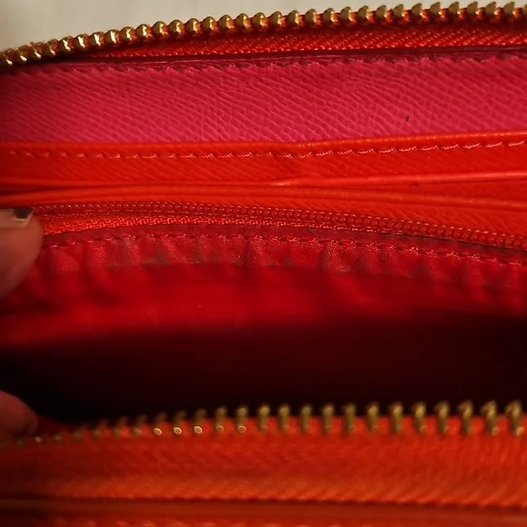 Coach Vibrant Red and Pink Leather Wallet - Picture 9 of 10